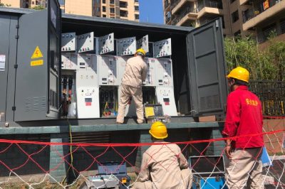 芙蓉花園項目環網柜進行送電前調試