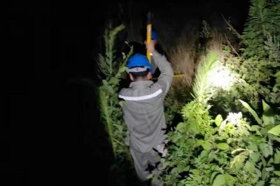 武漢市江夏區供電公司深夜維修10千伏梁小東線故障點