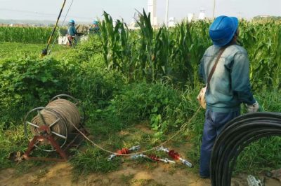 招遠市供電公司新立桿塔、架設導線、切割負荷