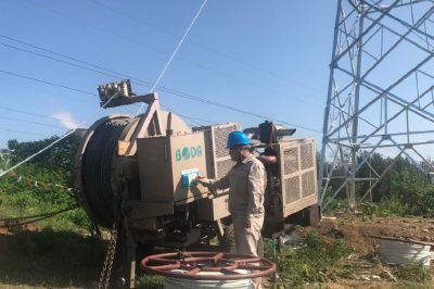 檢查薊州徐各莊35kV變電站擴工程架空部分張力機狀態