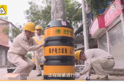 低頭族福音！電桿穿上“防撞衣”  夜晚還能反光