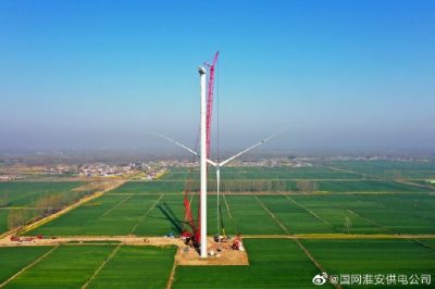 漣水縣六塘河公興河風電場安裝風力發電機組