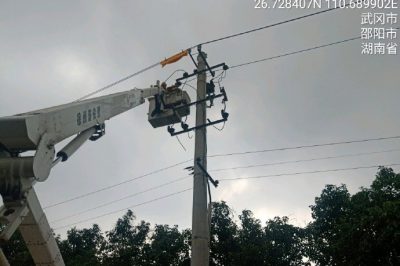 對10千伏法高線安電支線12號桿進行帶電解開支線三相引線作業