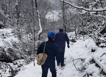冒雪搶修，只為盡早恢復供電