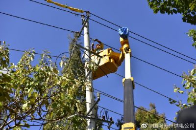 在淀山湖10千伏永南線4號桿開展搭接分支引線工作